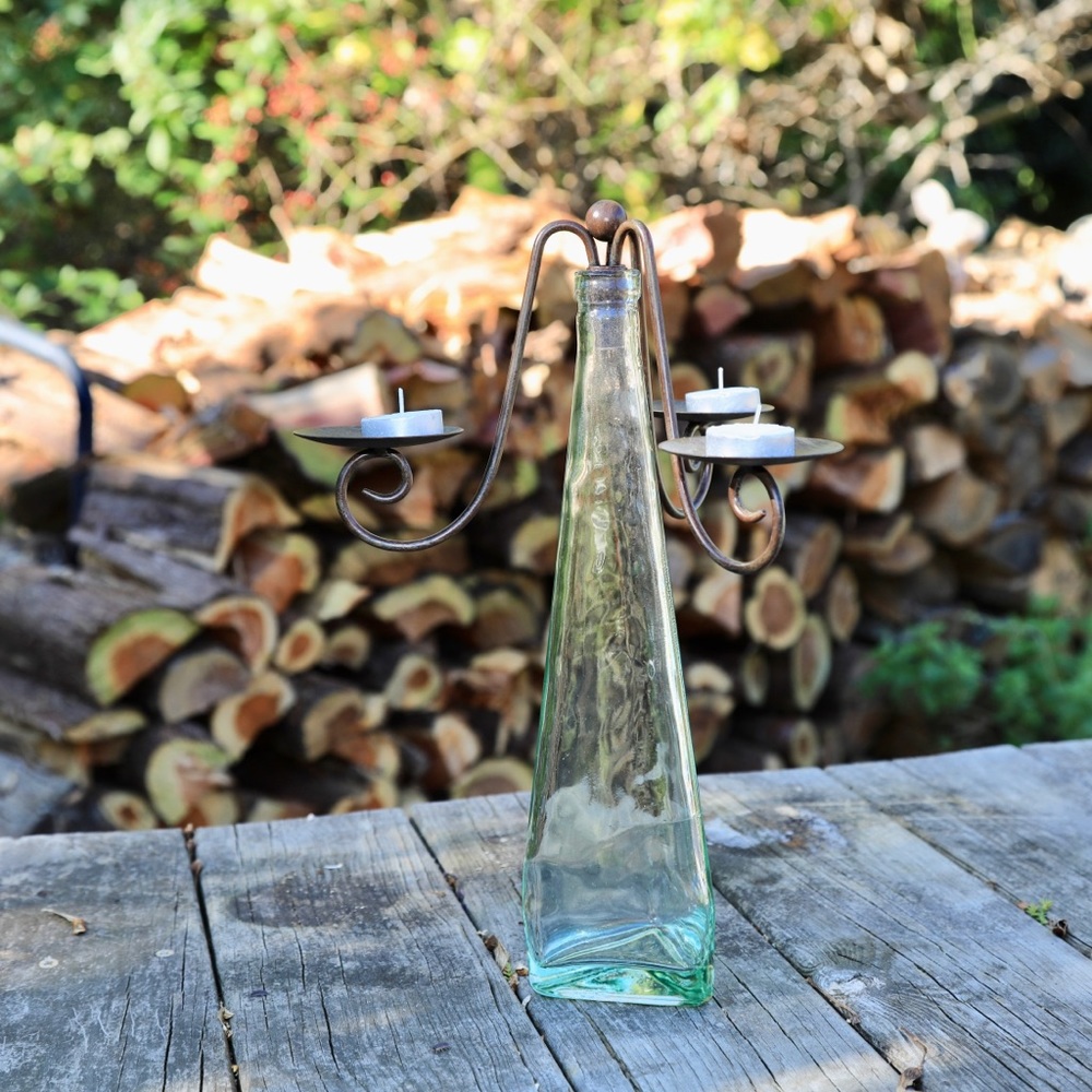 Triangular Glass Vase Candelabra - Picture 6 of 11